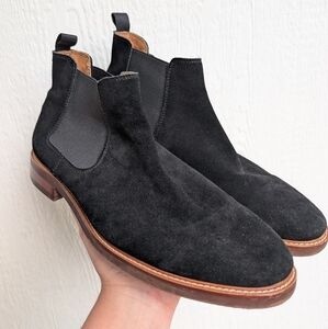 Winthrop Black Suede Leather Pull-on Ankle Chelsea Boot Men's Size 10